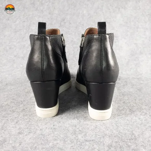 Linea Paolo Felicia Bootie Black Platform Wedge Leather Baddie Women's Sz 8.5 M - Picture 5 of 11